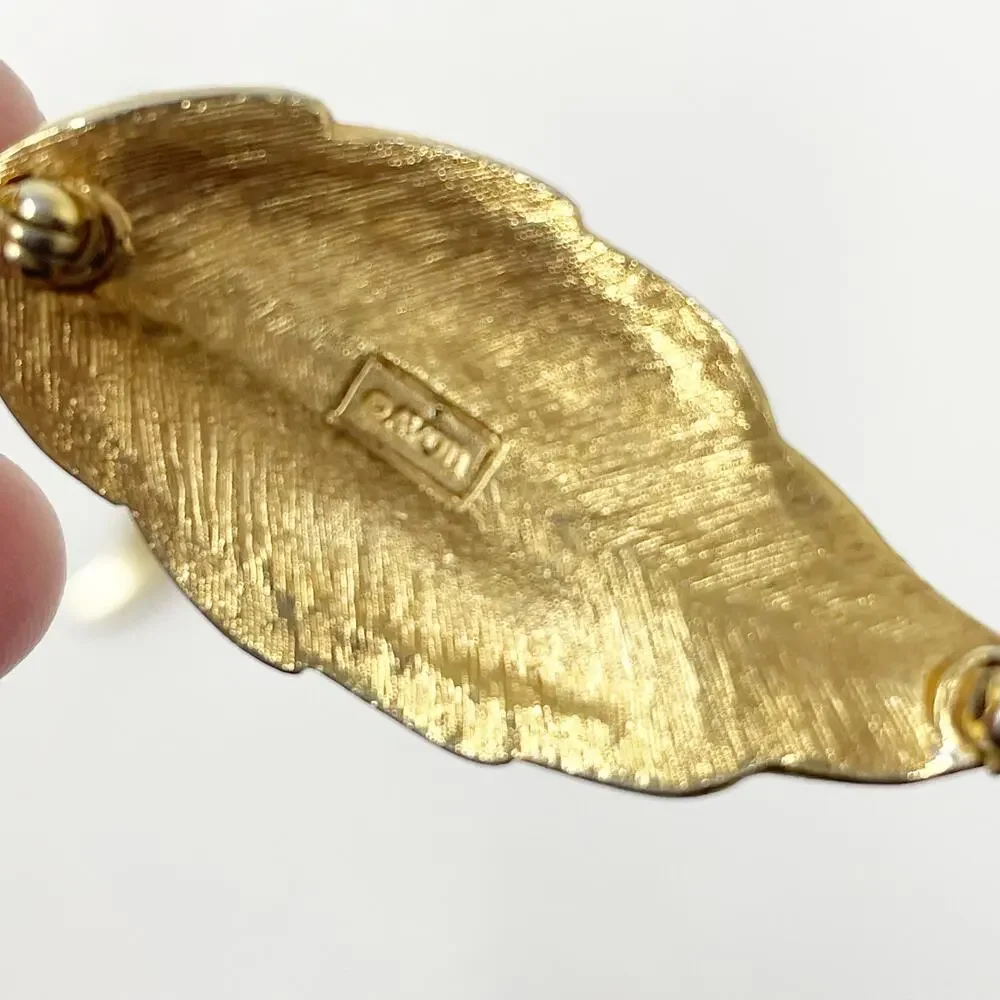 Vintage Gold Tone Leaf Brooches Lot Open‎ Leaf Closed Leaf Fairy Whimsy Boho GUC